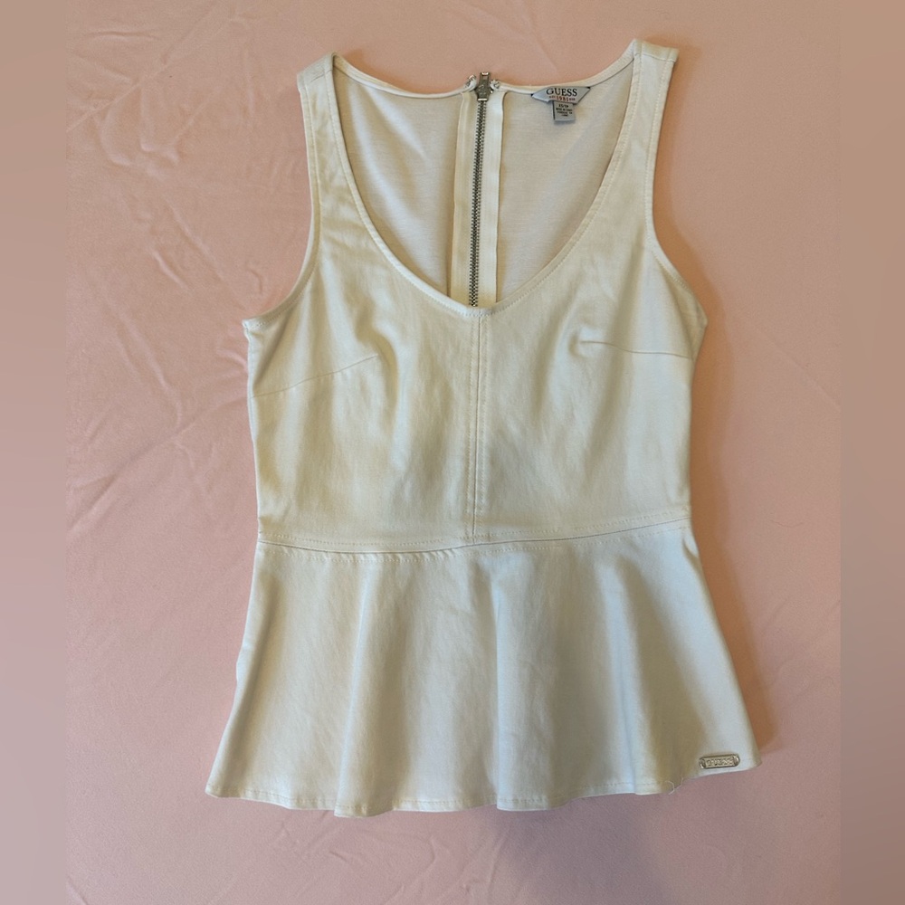Women's GUESS Peplum Tank - White Size Small